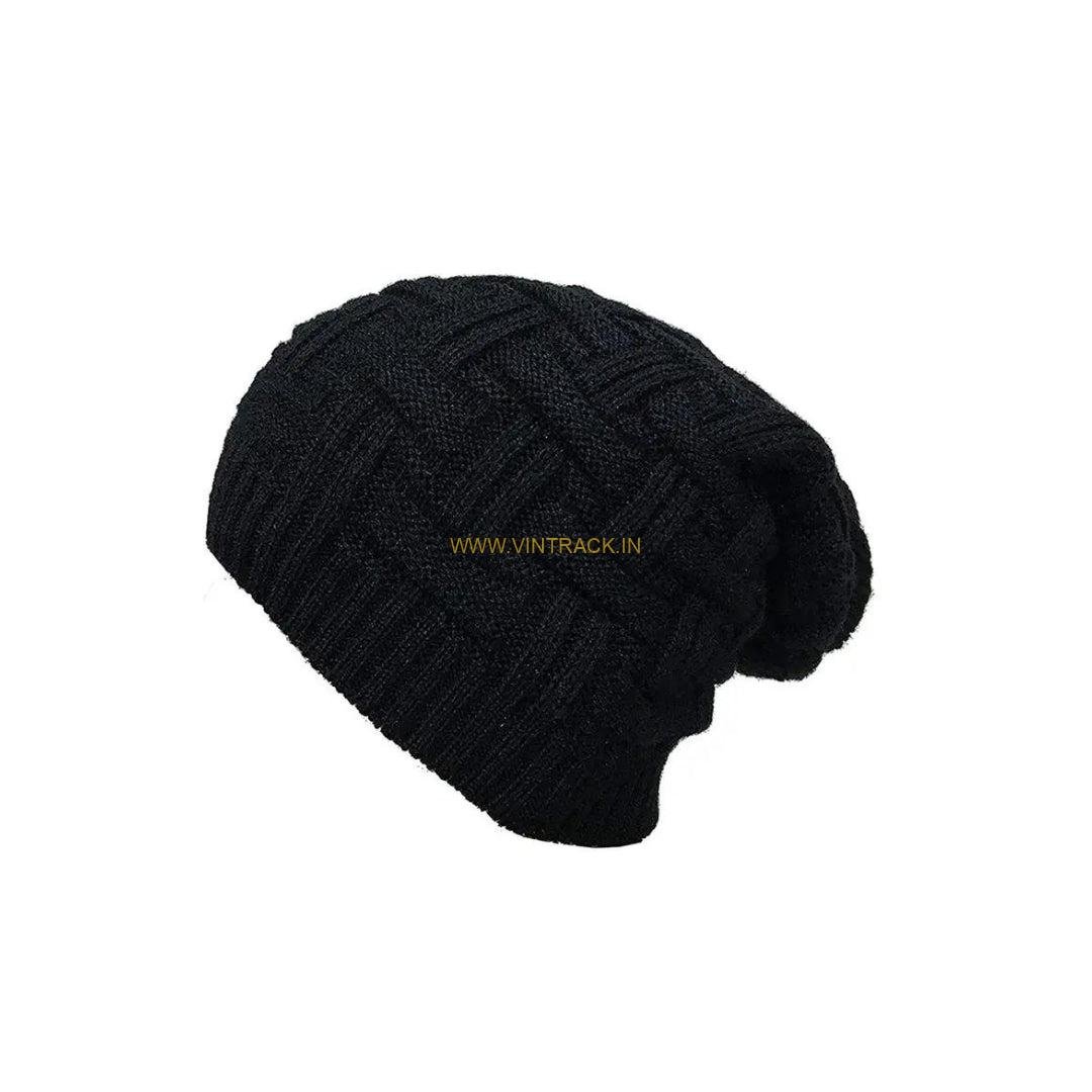 Men’s Winter Woolen Beanie Cap with Fur Inside – Warm & Comfortable Cold Weather Hat