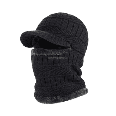 Men & Women’s Knitted Woolen Balaclava Monkey Cap with Fur Inside – Warm & Free Size Winter Hat