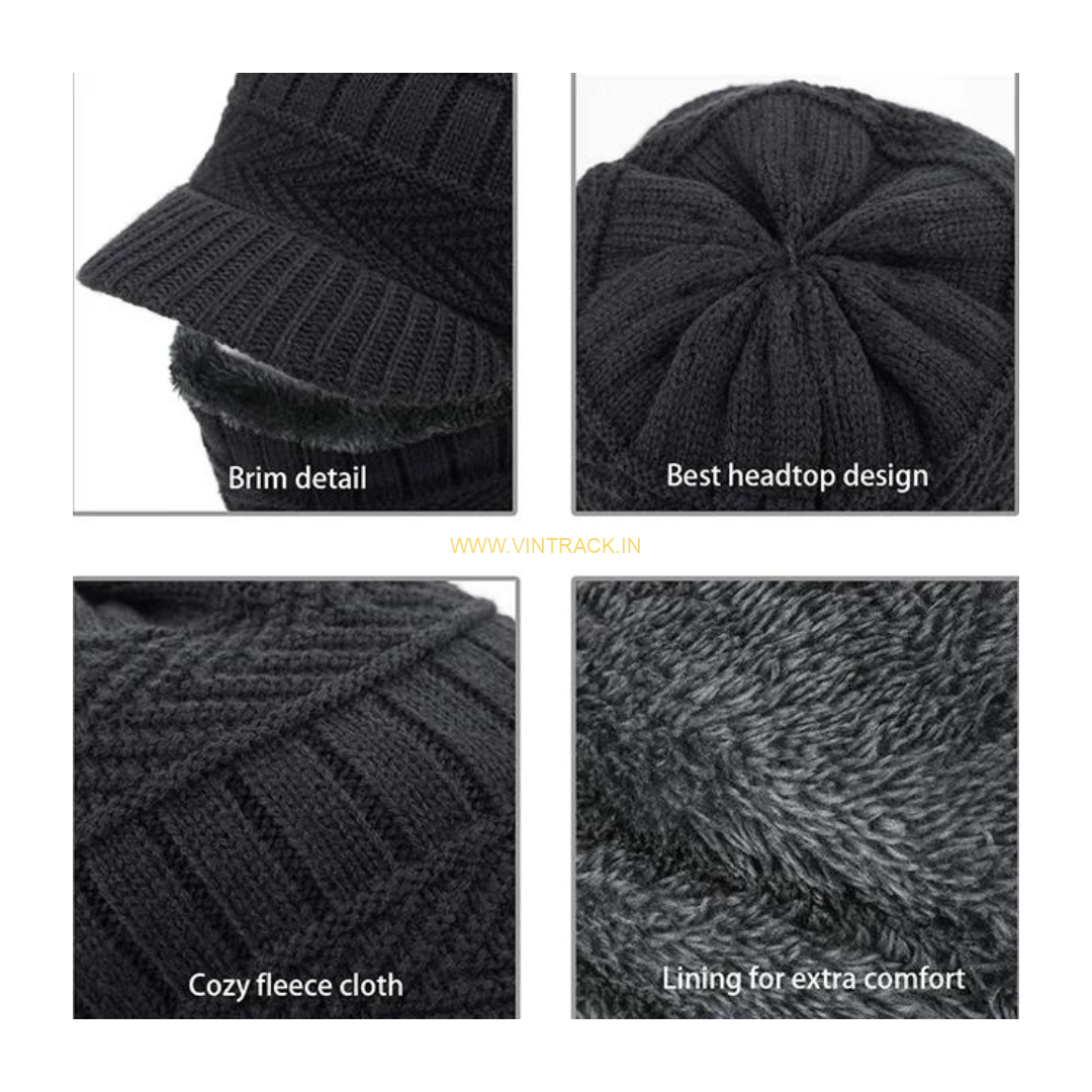 Men & Women’s Knitted Woolen Balaclava Monkey Cap with Fur Inside – Warm & Free Size Winter Hat - Image 3