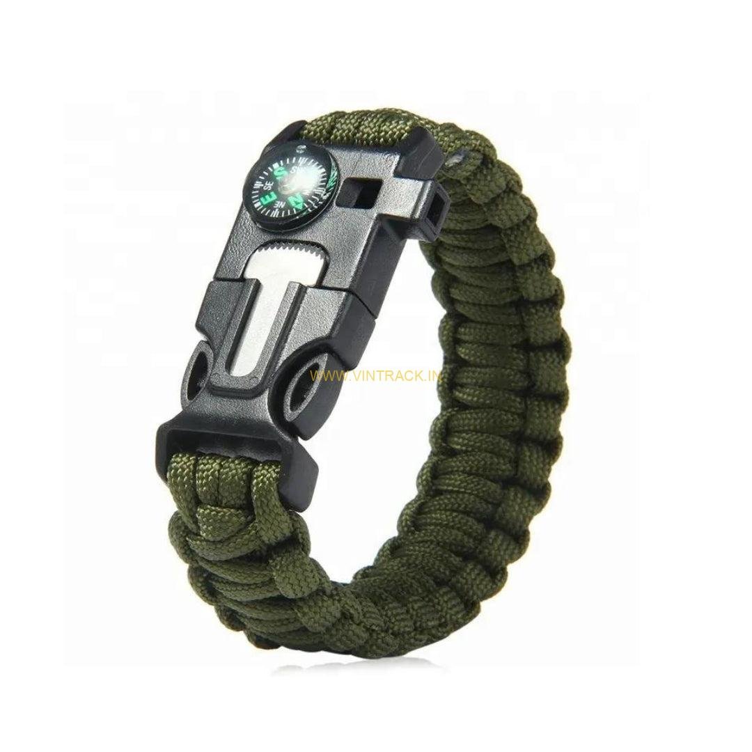 Survival Bracelet PS105 – Multi-Functional Paracord Arm Band with Fire Starter, Compass & Emergency Tools
