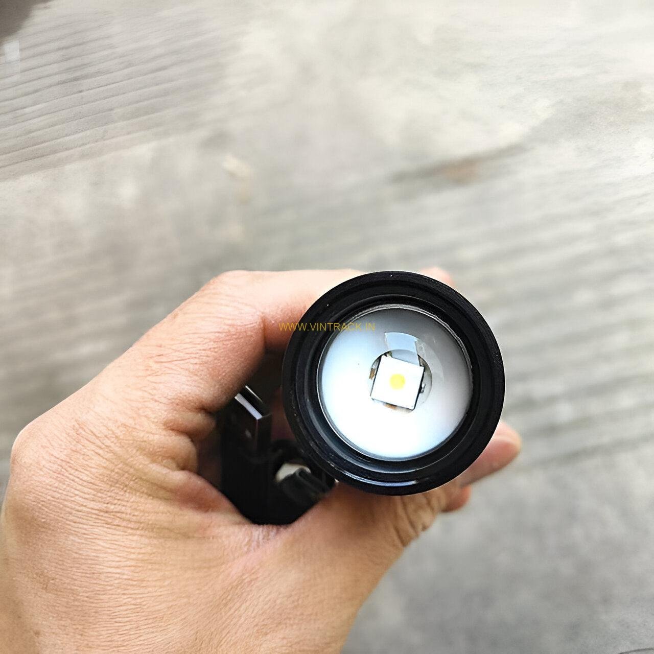 Multi-Functional USB Rechargeable LED Torch 3-Mode Flashlight PS237 | Portable Metal Torch for Camping, Hiking, Travel & Emergency Use - Image 4