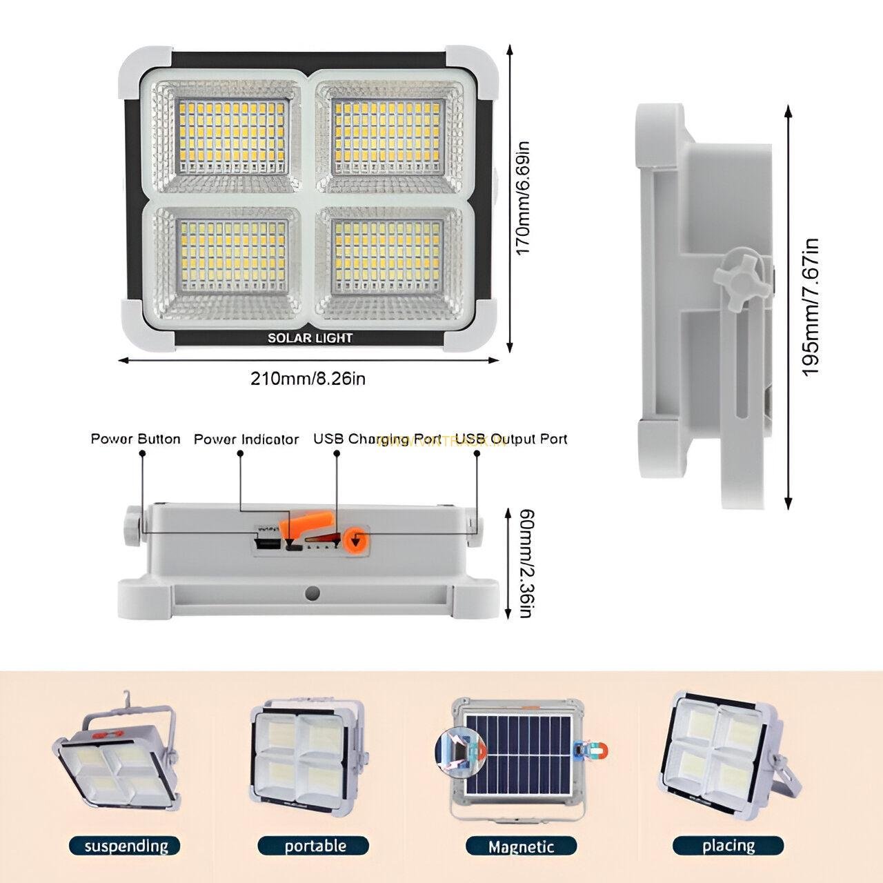 USB Rechargeable Solar LED Camping Light 100W PS22 | Portable Outdoor Lantern for Hiking, Trekking, Travel & Emergency Use - Image 4