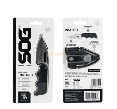 SOG Instinct Camping Tactical Neck Knife with Sheath PS215 | Portable Outdoor Survival, Hiking & Emergency Pocket Knife