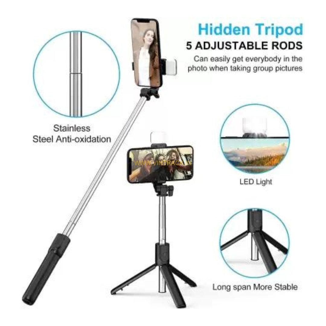 Bluetooth Tripod Selfie Stick – Small Size, Lightweight & Portable Phone Holder with Remote Control - Image 2