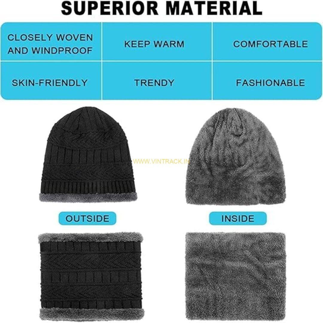 Winter Knit Woolen Cap with Neck Warmer Scarf Set – Warm & Stylish for Men & Women - Image 4