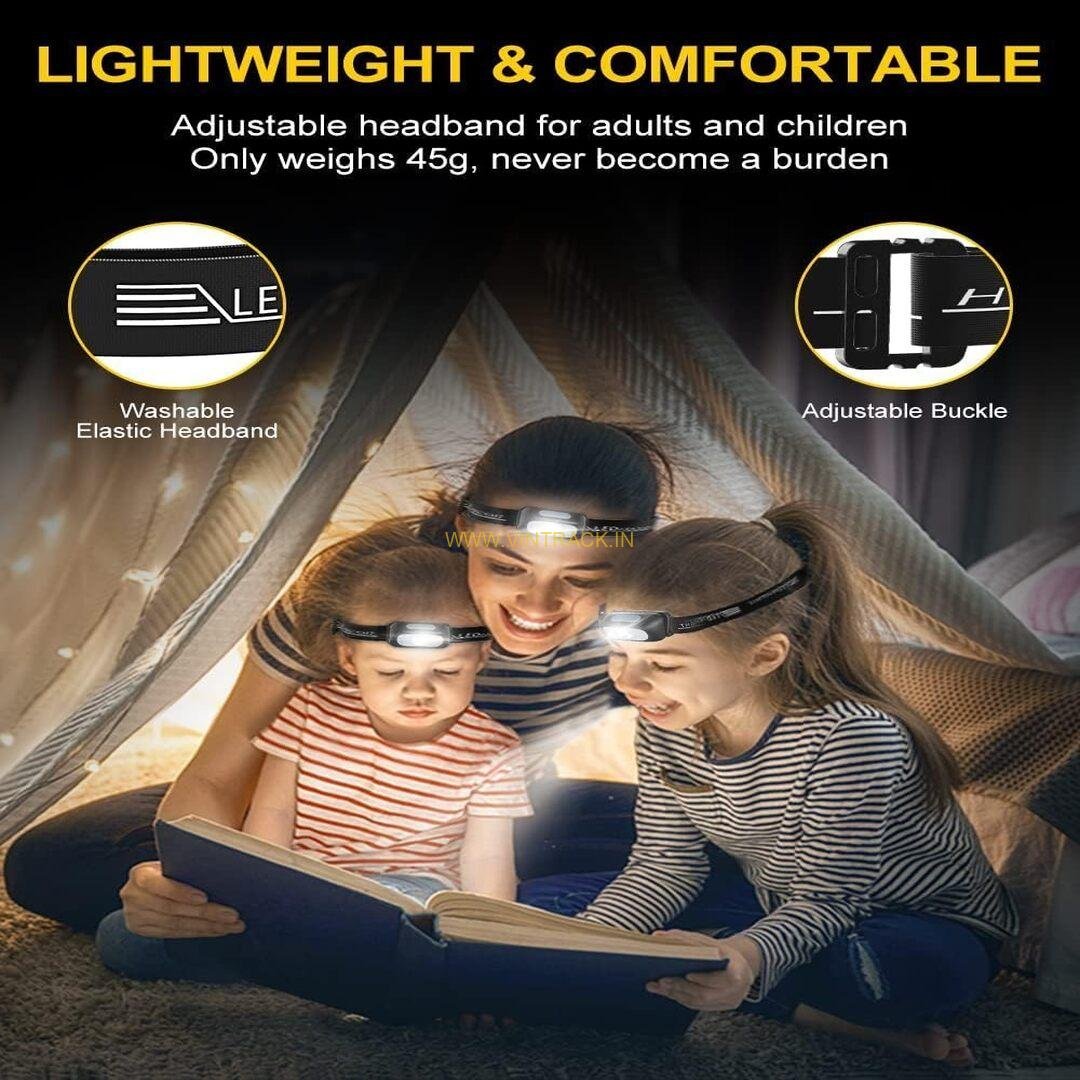 Rechargeable LED Headlamp PS-57 | Hands-Free Headlamp with Motion Sensor for Camping, Hiking, and Outdoor Use - Image 6