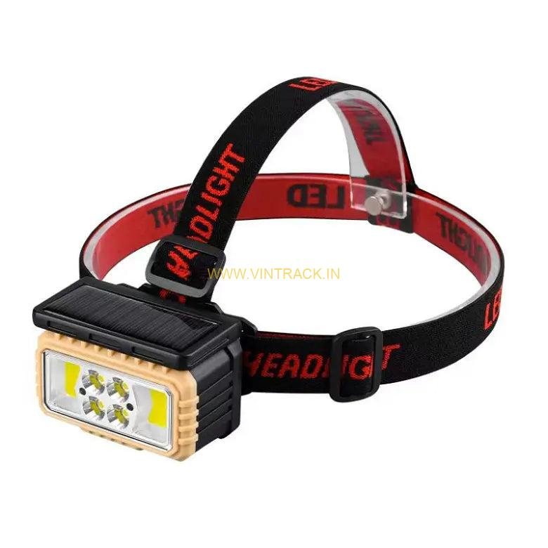 Rechargeable Solar Emergency Headlamp PS-60 | LED Headlight with Battery Indicator for Camping, Hiking, and Outdoor Use