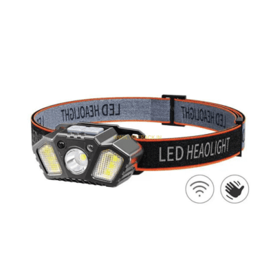 Motion Sensor Rechargeable LED Headlamp PS-63 | Hands-Free Headlight with Red Warning Flashlight for Outdoor, Camping, and Emergency Use