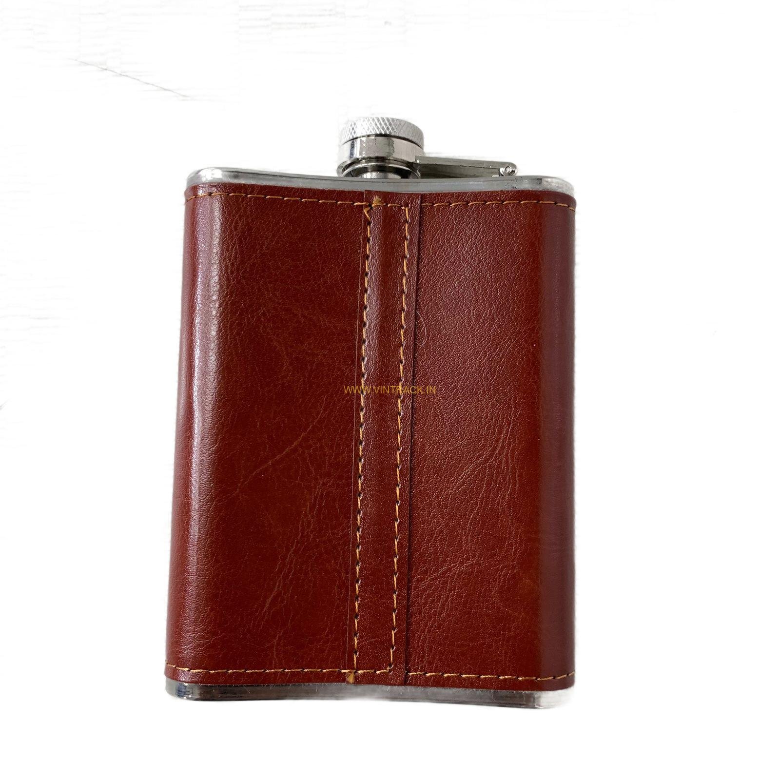 Party-Hut Leather Stainless Steel Hip Flask 8OZ (236ML) – Portable Drink Flask for Outdoor & Travel Use - Image 4
