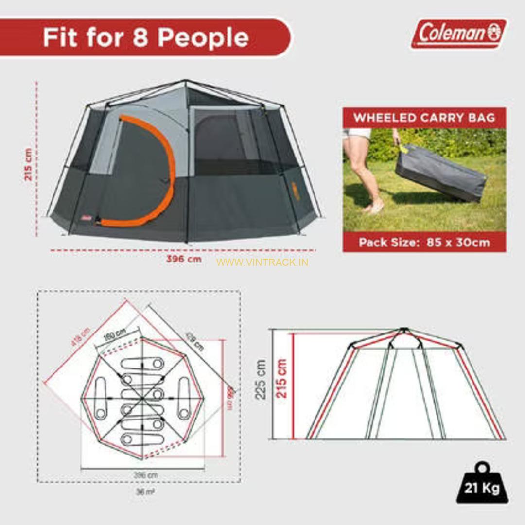 Coleman Cortes Octagon 8 Tent (Orange) | Spacious 8-Person Waterproof Camping Tent with Easy Setup - Image 5