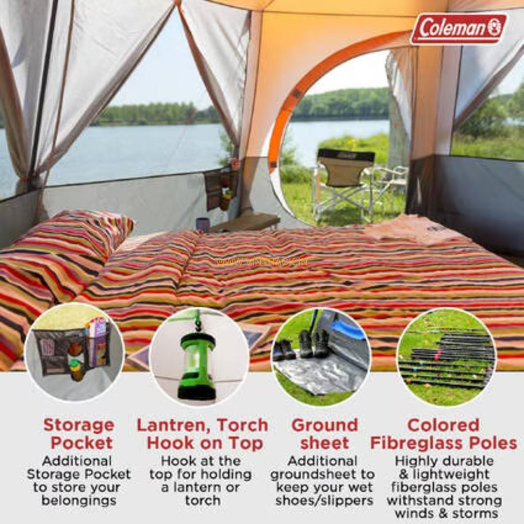 Coleman Cortes Octagon 8 Tent (Orange) | Spacious 8-Person Waterproof Camping Tent with Easy Setup - Image 6