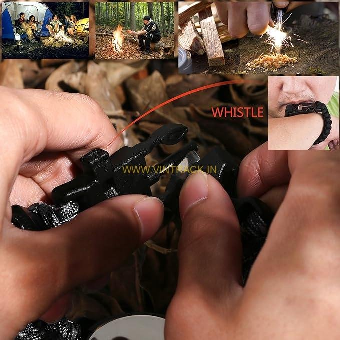 6-in-1 Survival Bracelet Watch – Multi-Tool for Men & Women with Compass, Fire Starter, Whistle, LED Light, Paracord, and Watch - Image 3