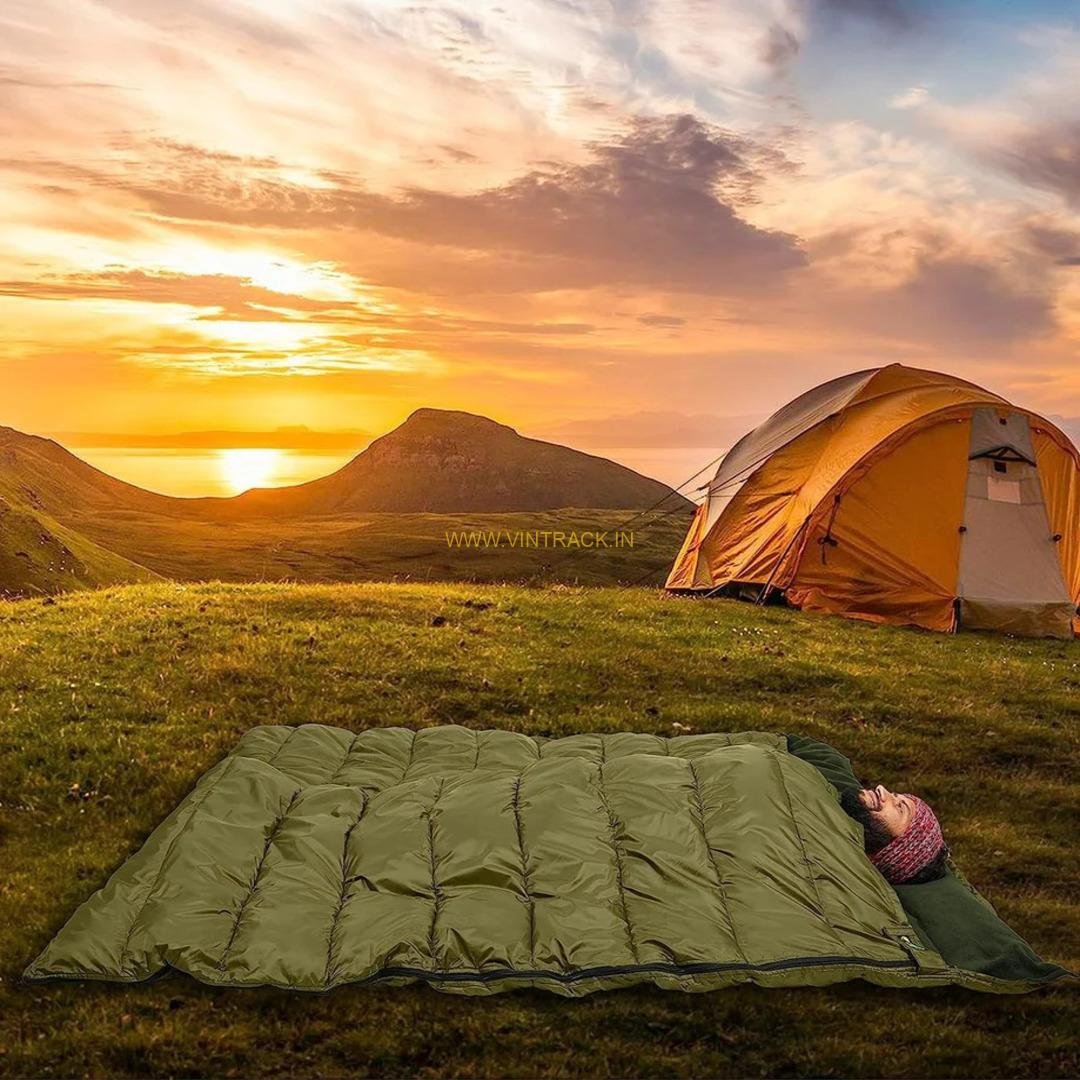 Olive Fleece Double Big Sleeping Bag – Queen Size, 0°F Temperature Rating, Perfect for Camping, Warm & Cozy for Two - Image 4