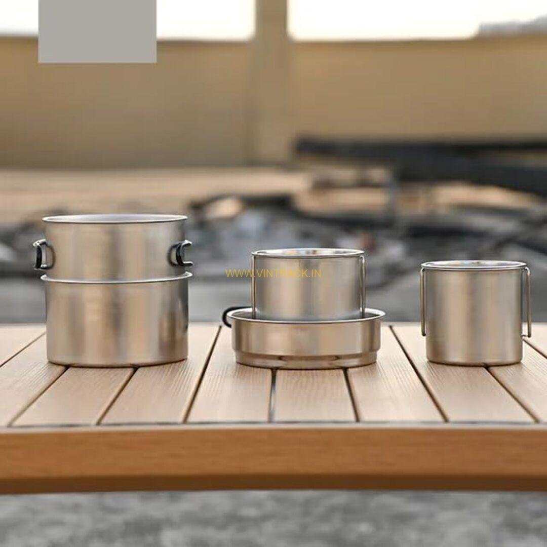 Camping Cookware Mess Kit – 5-Piece Stainless Steel Outdoor Cookware Set for Hiking, Trekking, Picnic & Travel - Image 2