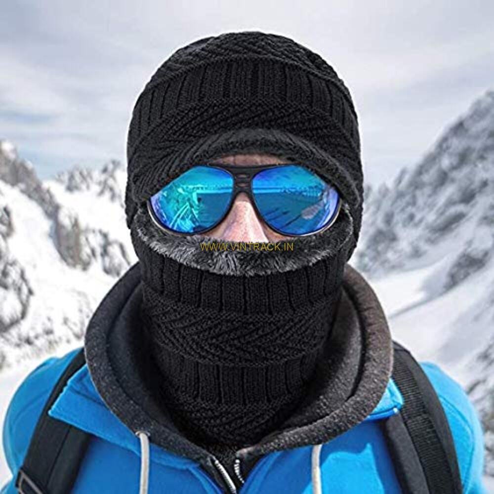 Men & Women’s Knitted Woolen Balaclava Monkey Cap with Fur Lining | Winter Face Mask & Headgear | Free Size Warm Outdoor Beanie - Image 4