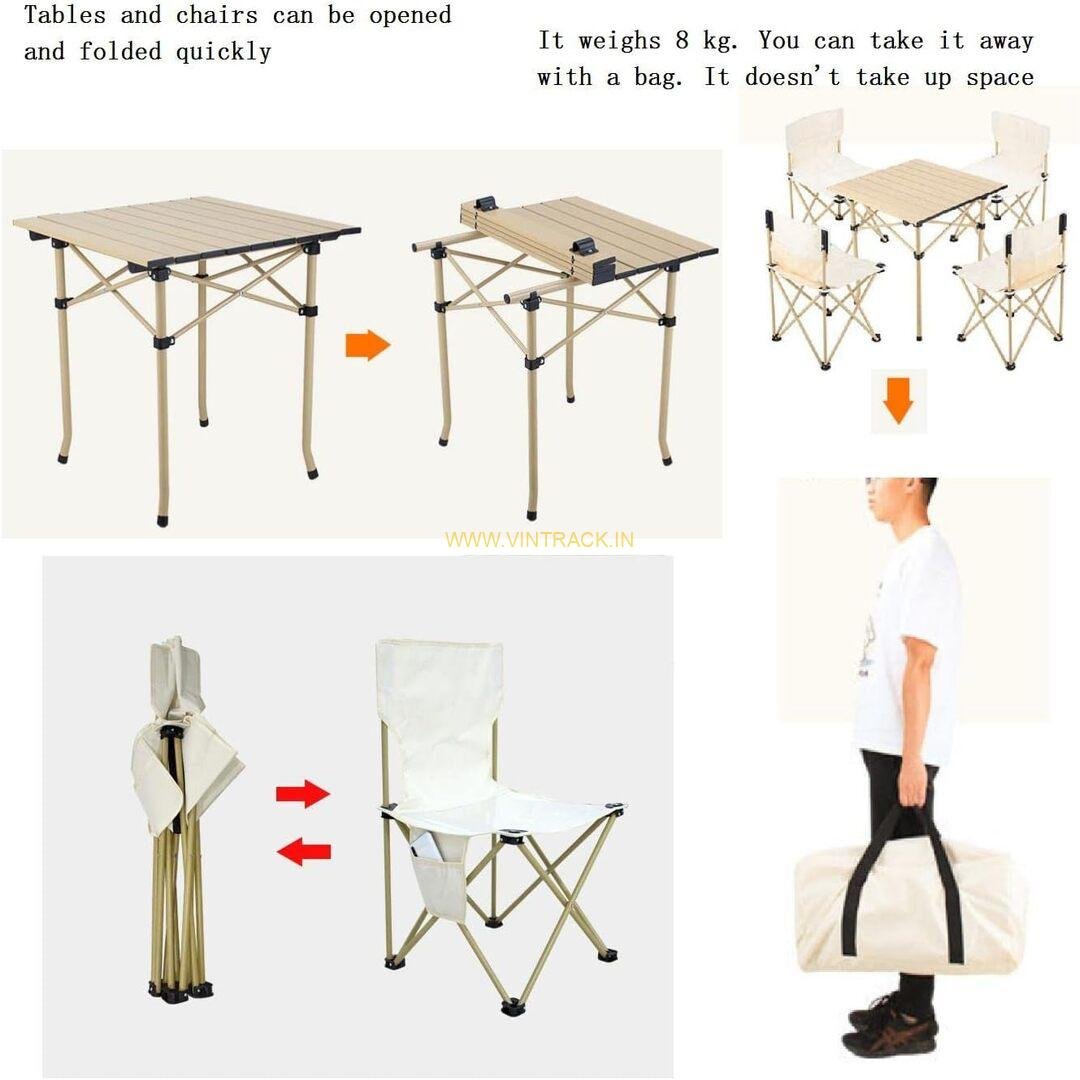 Portable Folding Picnic Camping Table with Chairs – Lightweight, Compact Outdoor Table & Chair Set for Hiking, Travel & Garden - Image 6