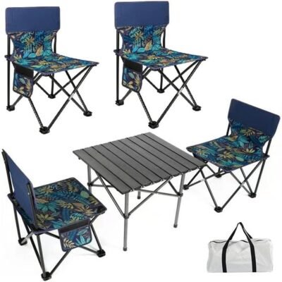 Portable Folding Picnic Camping Table with Chairs – Lightweight, Compact Outdoor Table & Chair Set for Hiking, Travel & Garden