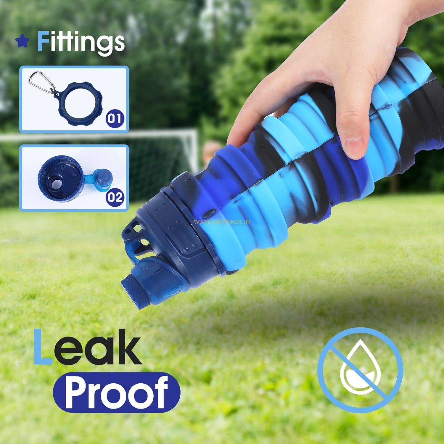 Silicone Sipper Water Bottle for Kids – 500mL Foldable Sports, Trekking, Cycling, Gym & School Water Bottle with Snap Hook - Image 7