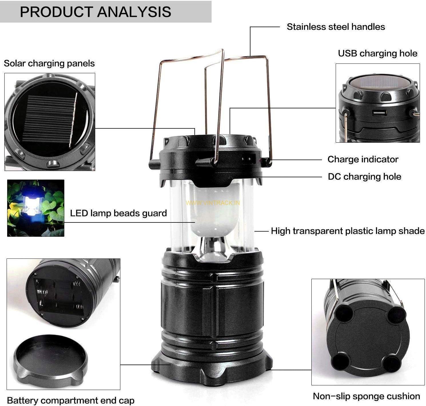 Solar Emergency Light Lantern with USB Mobile Charging | Portable LED Lantern for Camping, Outdoor, Home & Power Cuts - Image 3