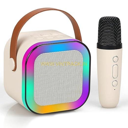 Mini Portable Bluetooth Karaoke Speaker with Wireless Microphone – Dynamic Lights, Perfect for Birthday Gifts, Home KTV, Outdoor & Travel