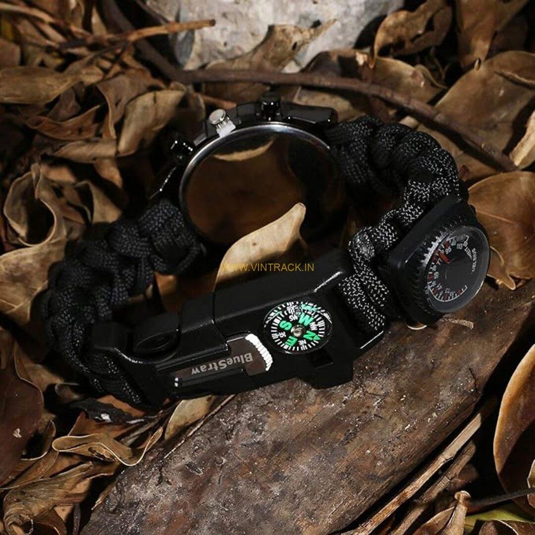 6-in-1 Survival Bracelet Watch – Multi-Tool for Men & Women with Compass, Fire Starter, Whistle, LED Light, Paracord, and Watch - Image 7