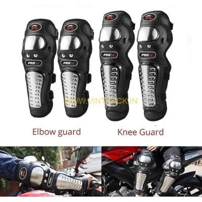 Elbow & Knee Protector Set with Steel Protection – 2pcs Elbow + 2pcs Knee Guards for Motorcycle Riding, Racing & Outdoor Sports