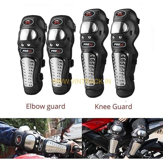 Elbow & Knee Protector Set with Steel Protection – 2pcs Elbow + 2pcs Knee Guards for Motorcycle Riding, Racing & Outdoor Sports