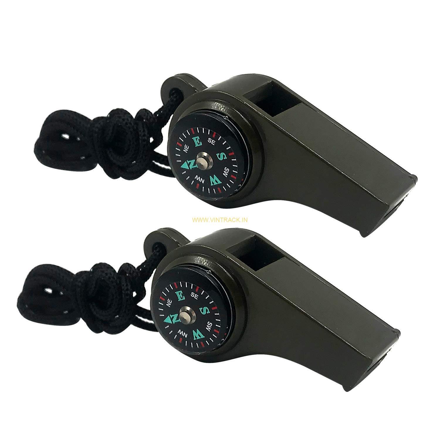3-in-1 Multi-Function Whistle – Emergency Survival, Safety & Sports Whistle with Built-in Compass, LED Light, and Fire Starter