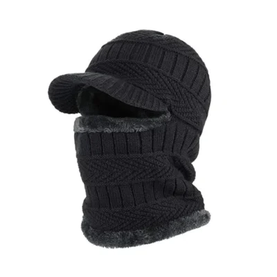 Men & Women’s Knitted Woolen Balaclava Monkey Cap with Fur Lining | Winter Face Mask & Headgear | Free Size Warm Outdoor Beanie