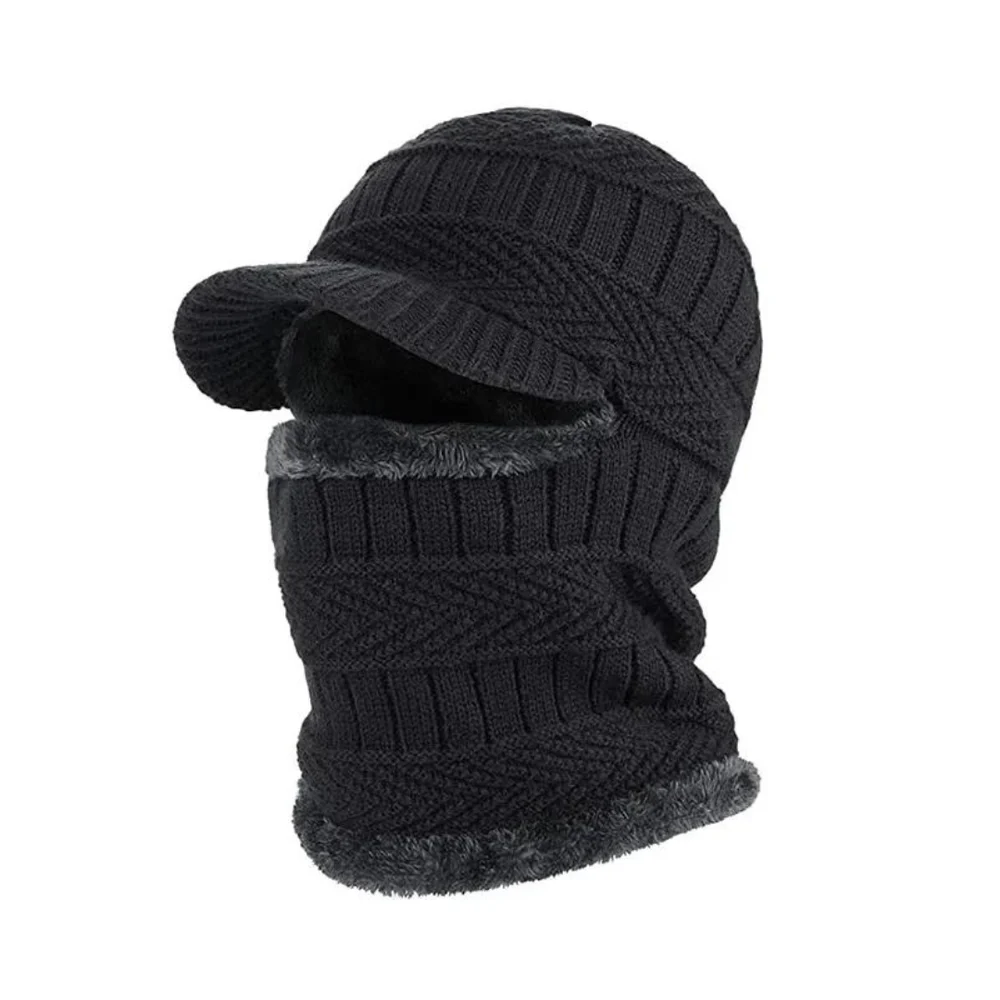 Men & Women’s Knitted Woolen Balaclava Monkey Cap with Fur Lining | Winter Face Mask & Headgear | Free Size Warm Outdoor Beanie