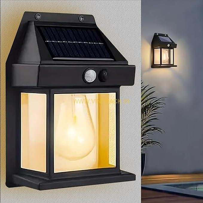 Motion Sensor Auto Rechargeable 1 LED Wall Light | Solar-Powered Exterior Outdoor Lighting | Energy-Saving Security Light