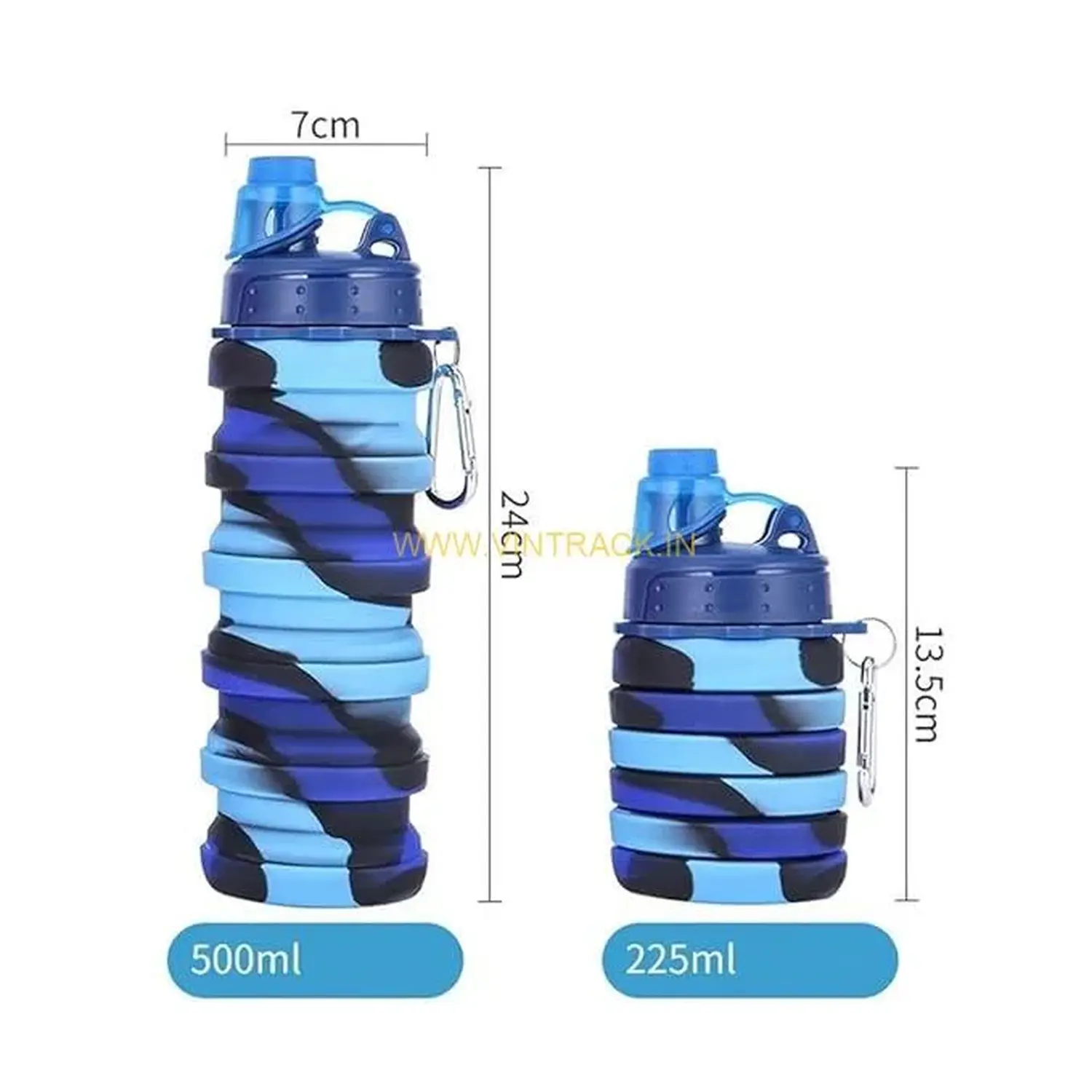 Silicone Sipper Water Bottle for Kids – 500mL Foldable Sports, Trekking, Cycling, Gym & School Water Bottle with Snap Hook - Image 2