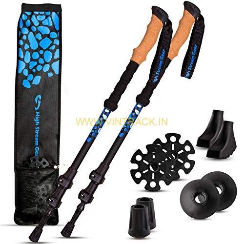 Trekking Stick with Cork Handle | Adjustable Hiking Pole for Outdoor Trekking, Walking, Camping & Adventure