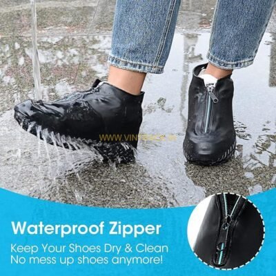 Waterproof Shoe Covers with Zipper – Non-Slip, Thick, Reusable & Foldable Rain Boot Protectors for Men & Women