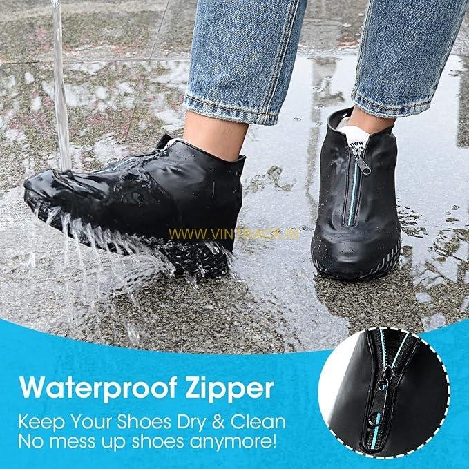 Waterproof Shoe Covers with Zipper – Non-Slip, Thick, Reusable & Foldable Rain Boot Protectors for Men & Women