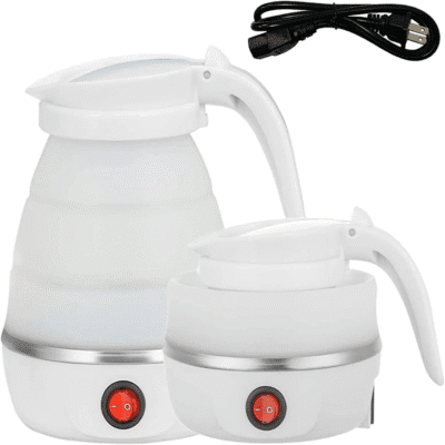 Travel Foldable Electric Kettle – Collapsible Silicone Electric Kettle for Boiling Water, Coffee, Tea & Milk – Compact & Portable