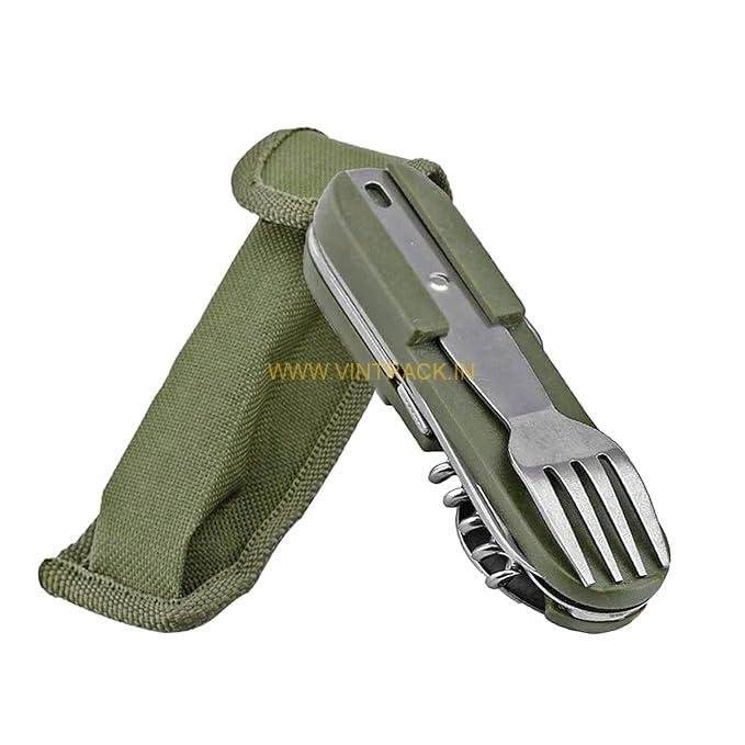 Spoon with Foldable Knife for Camping – Portable Multi-Purpose Travel Cutlery for Hiking, Trekking, Picnic & Outdoor Adventures