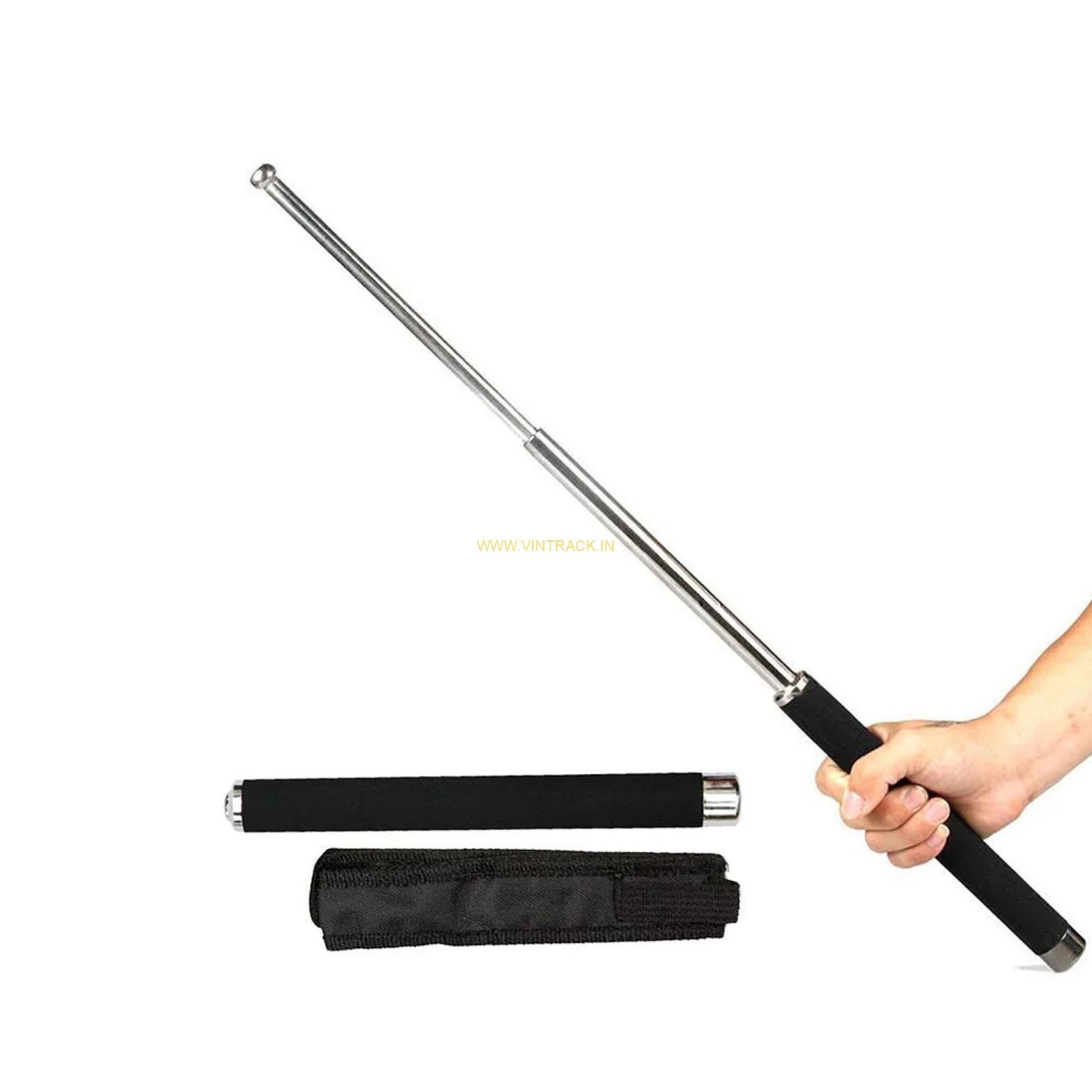 Multi‑Function Collapsible Self‑Defense Stick – Telescopic Extendable Baton with Wrist Strap & Belt Pouch