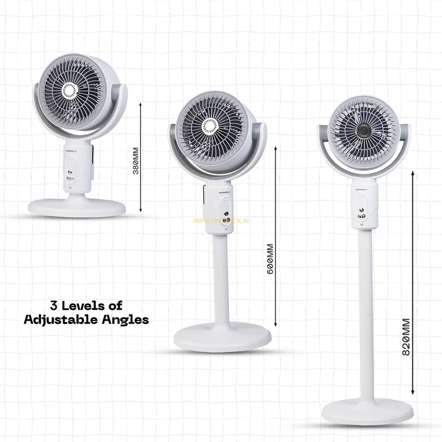 HAPIPOLA Storm Portable Rechargeable Fan – 4000 mAh, Type‑C Charging, Remote‑Controlled, Height‑Adjustable, Fragrance Tablet Slot - Image 4