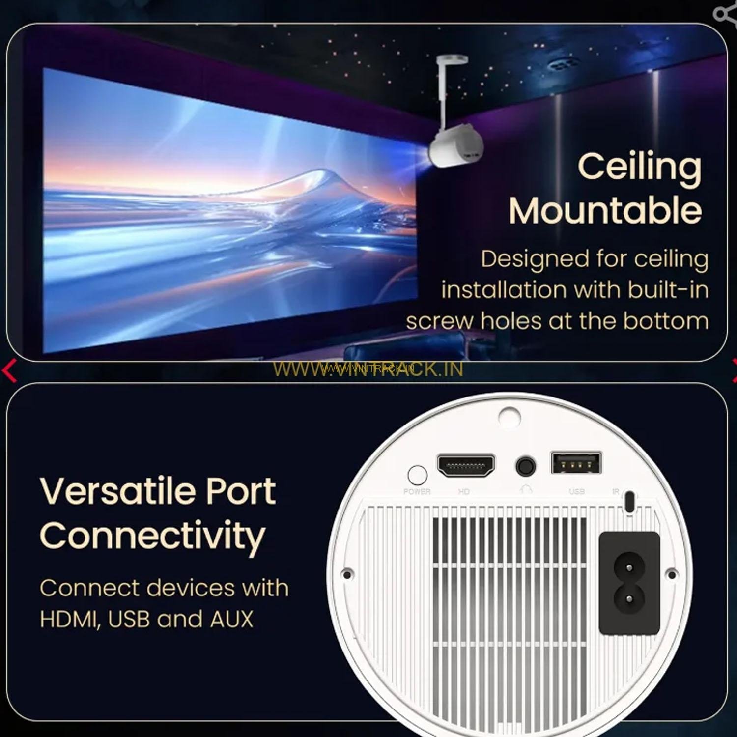 4K Ultra HD Mini Projector for Home – Portable LED Projector for Room, Movies, and Gaming | Compact Theater Experience with HDMI & USB Support - Image 3