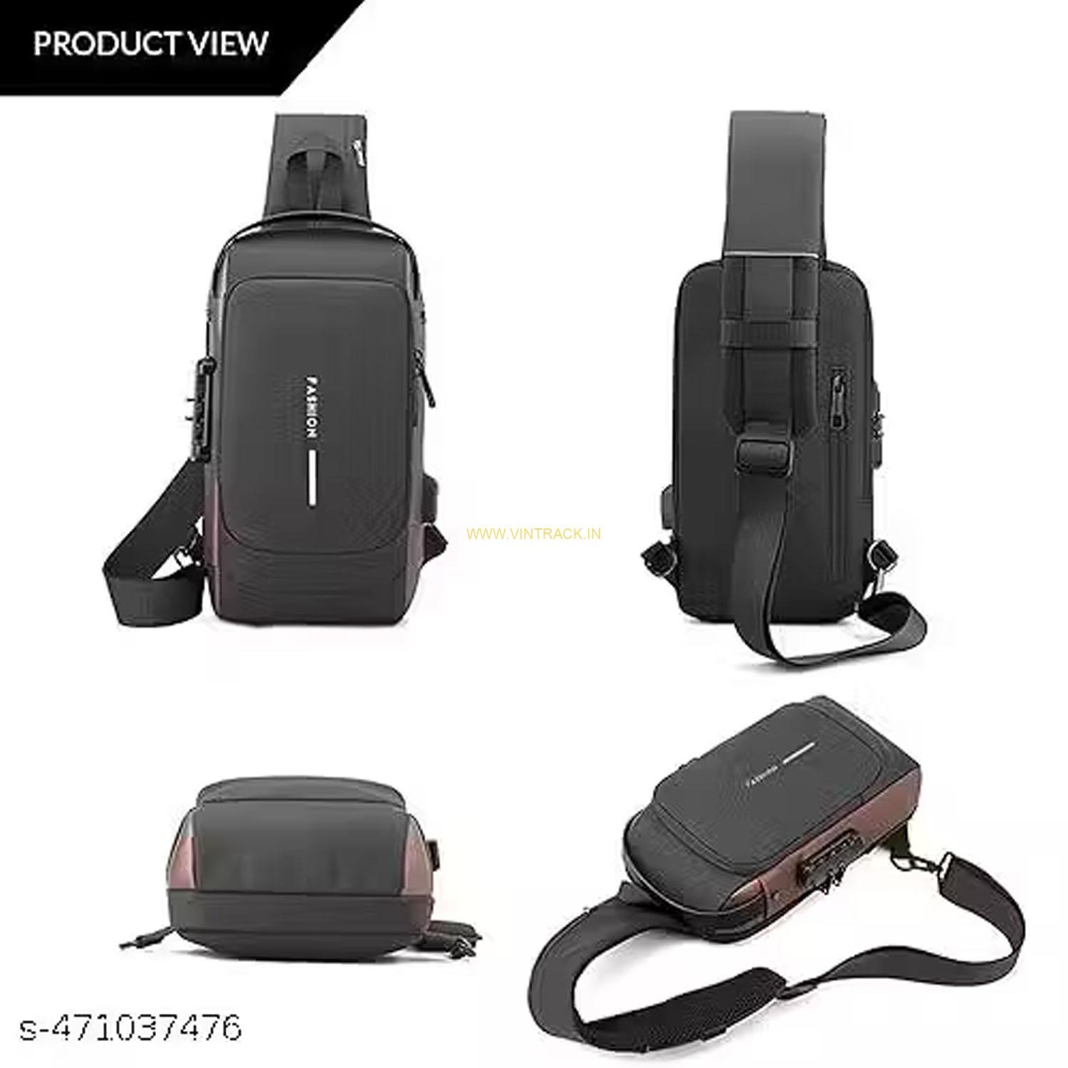 Sling Bag For Men Women, Anti-Theft Fashion Chest Bag with USB Charging Port, Messenger Bags, Waterproof Casual Shoulder Bag - Image 2