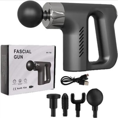 Deep Tissue Massage Gun for Pain Relief – Portable Percussion Massager with 6 Heads & 30 Speed Levels