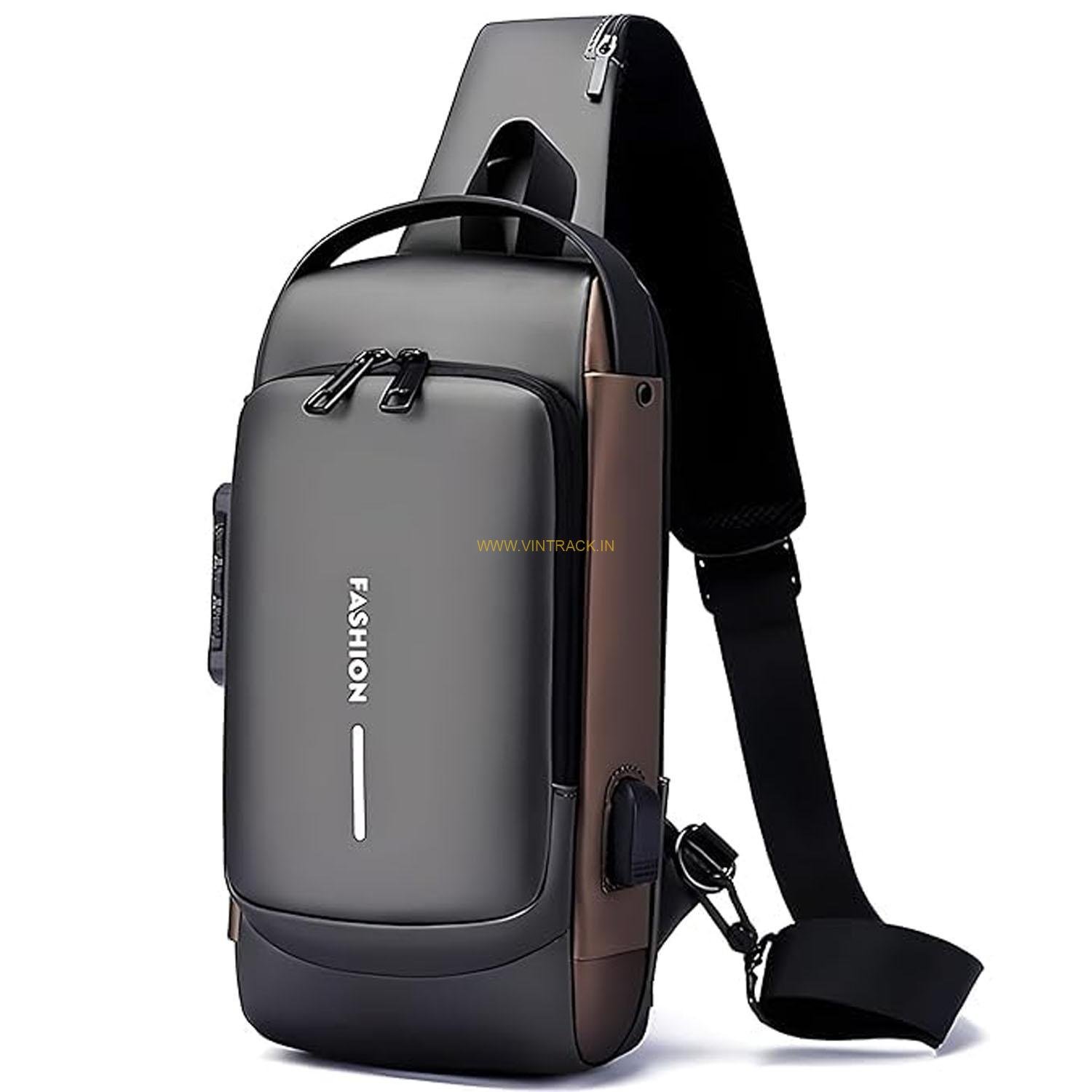 Sling Bag For Men Women, Anti-Theft Fashion Chest Bag with USB Charging Port, Messenger Bags, Waterproof Casual Shoulder Bag - Image 3