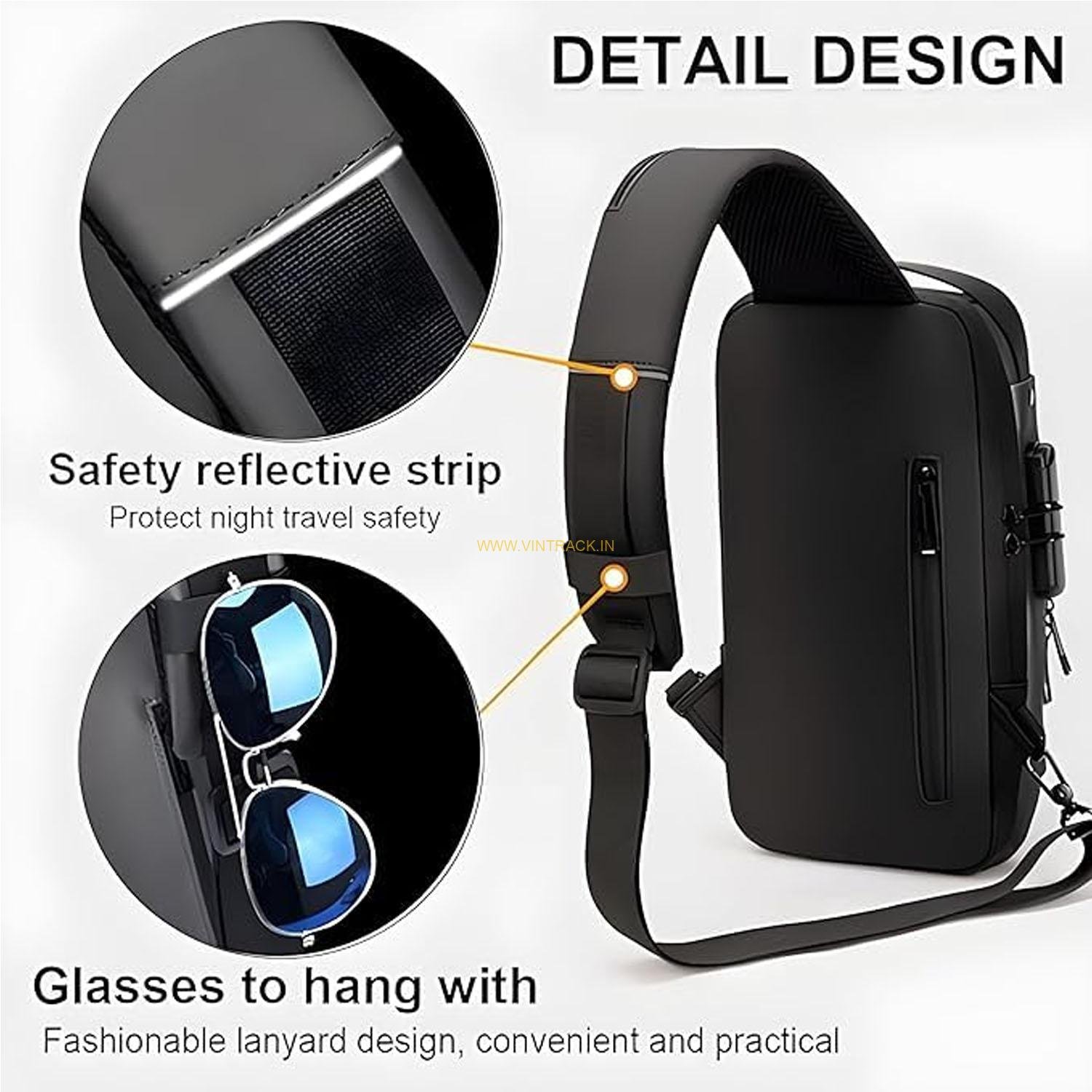 Sling Bag For Men Women, Anti-Theft Fashion Chest Bag with USB Charging Port, Messenger Bags, Waterproof Casual Shoulder Bag - Image 4