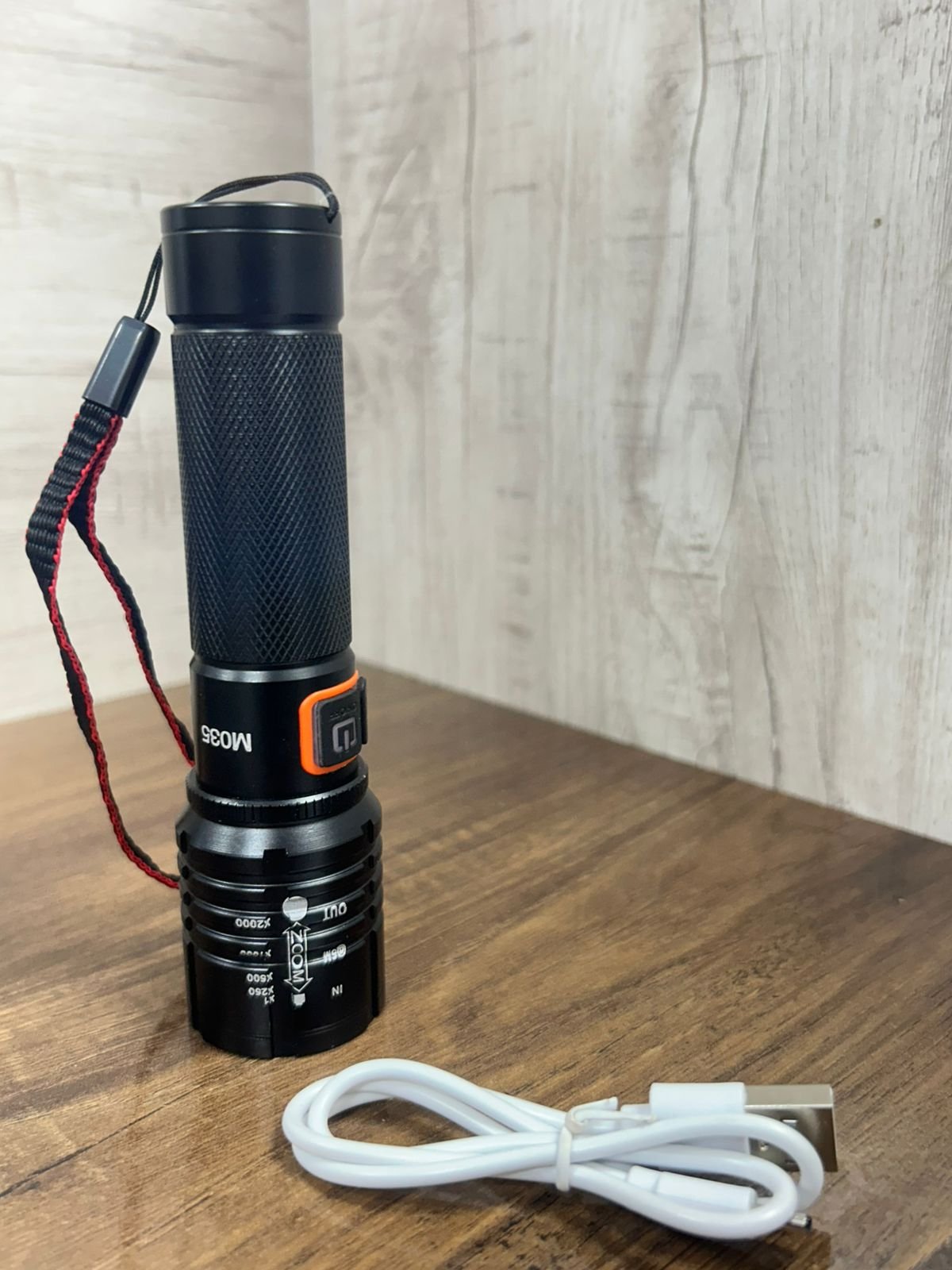 MZ 035 (ZOOMABLE LED METAL )5 Modes Flashlight, Super Bright Cree with COB Torch  (Black, Rechargeable)