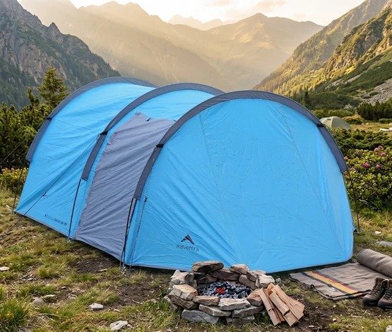 4-Person Waterproof Tunnel Camping Tent (ET1104) Aqua Blue - Image 4