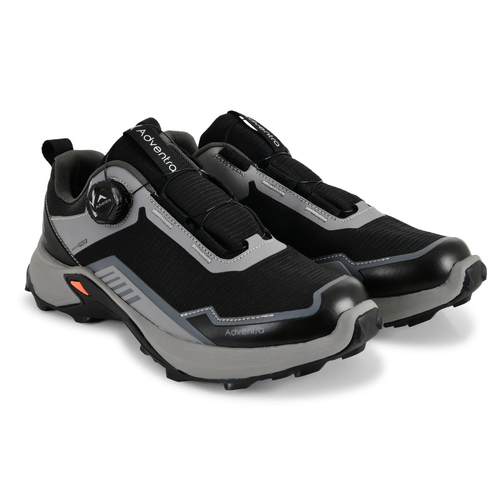Men Waterproof Low-Top Hiking Shoes with Auto-Lacing (ET1102) Grey
